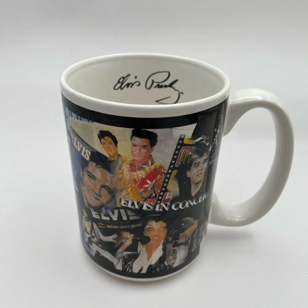Vintage 2001 Elvis Presley Montage Coffee Mug M Ware China Signature Inside